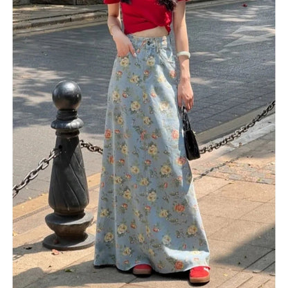 Skirt/ビンテージフラワーデニムスカート ST/No.22268