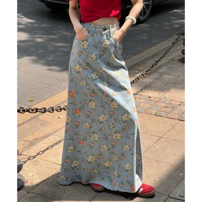 Skirt/ビンテージフラワーデニムスカート ST/No.22268