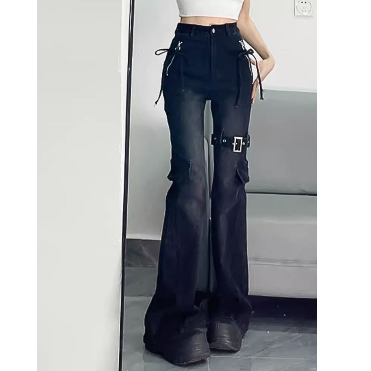 Pants/ベルトデザインフレアデニムパンツ ST/No.22269