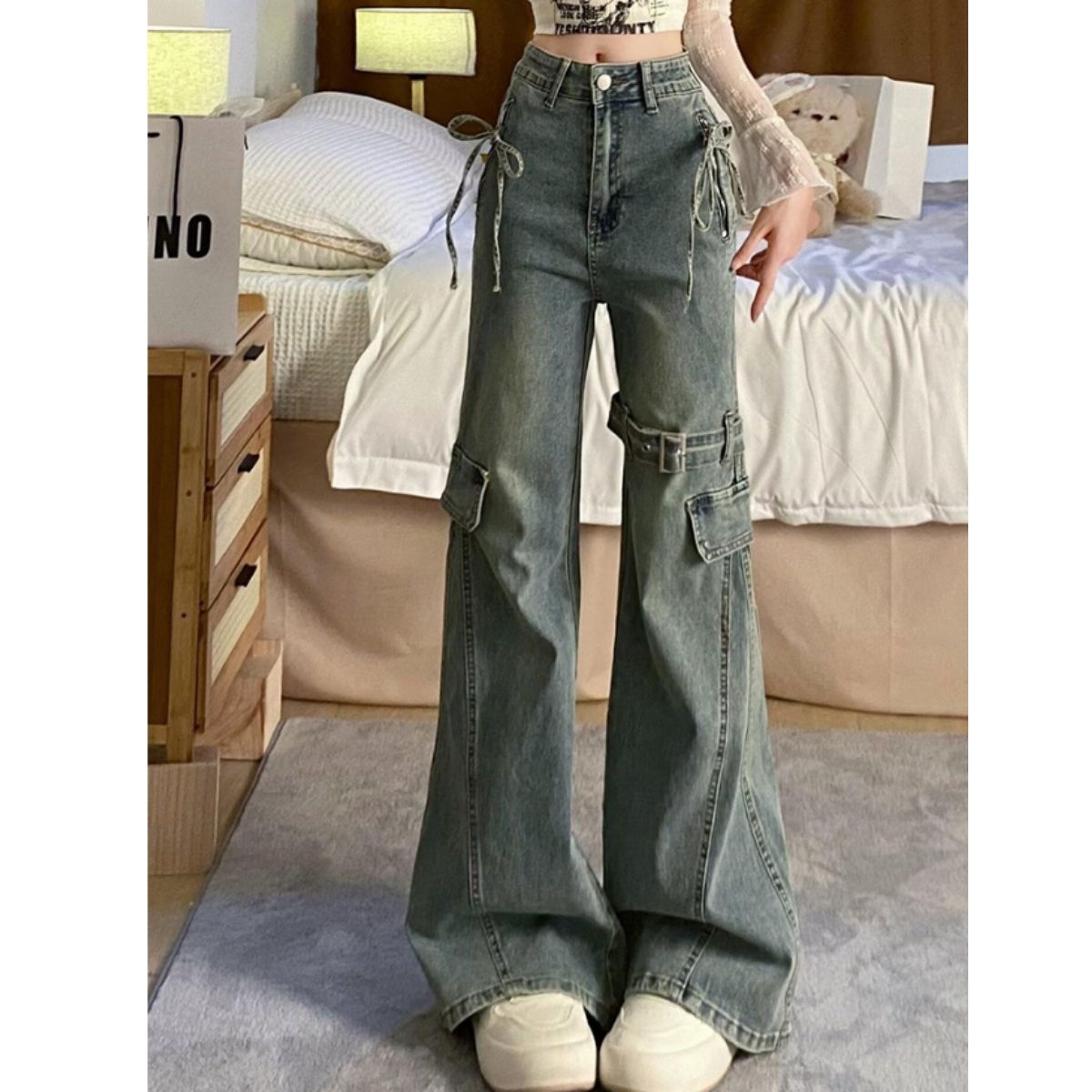 Pants/ベルトデザインフレアデニムパンツ ST/No.22269