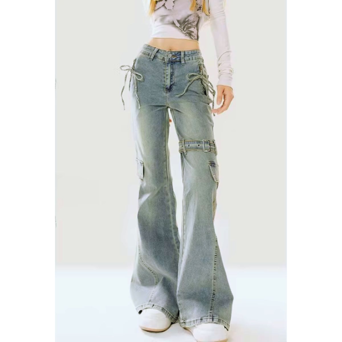 Pants/ベルトデザインフレアデニムパンツ ST/No.22269