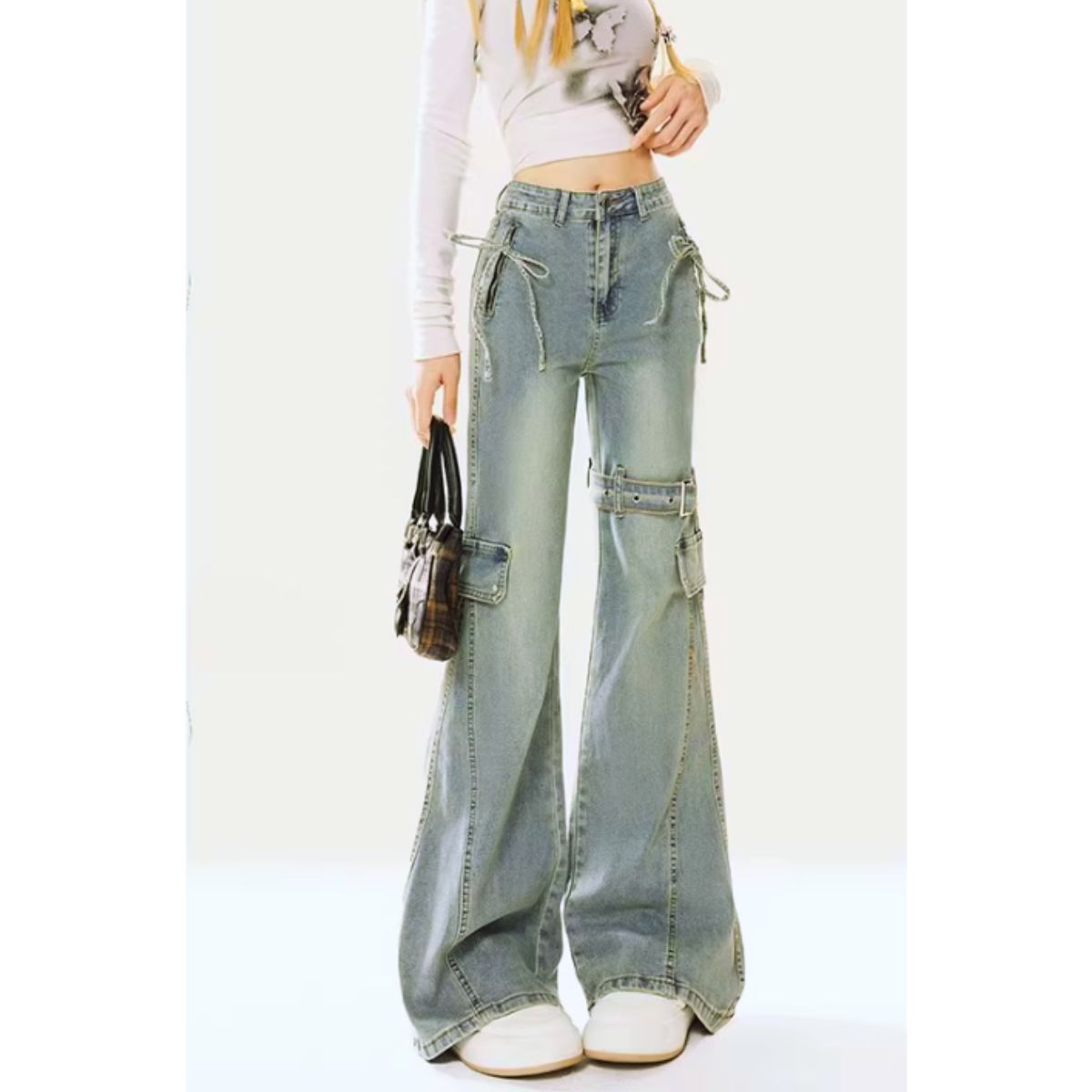 Pants/ベルトデザインフレアデニムパンツ ST/No.22269