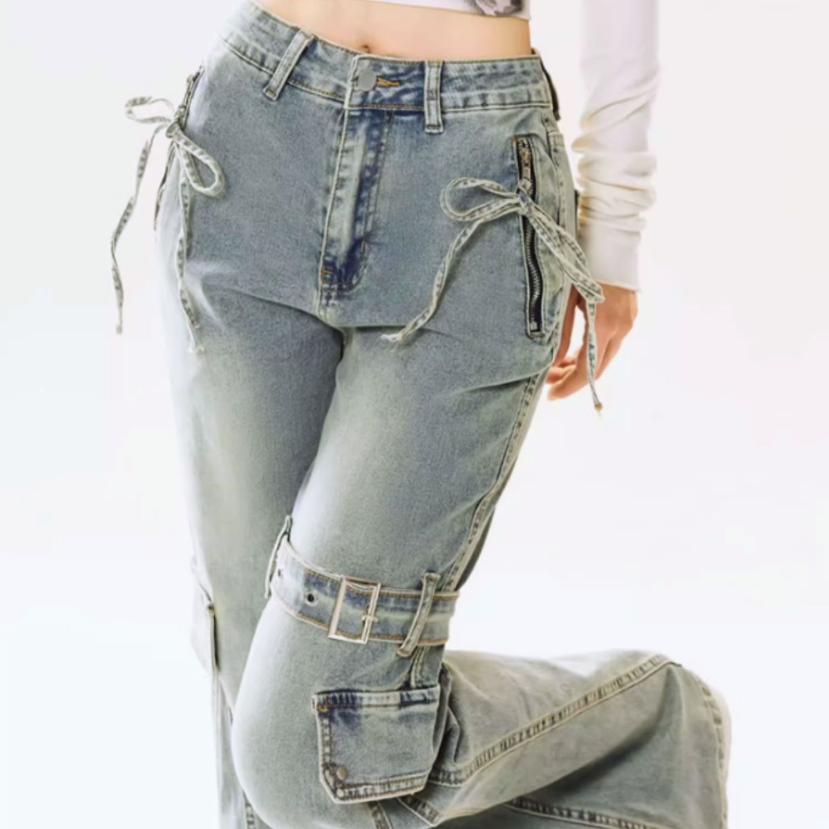 Pants/ベルトデザインフレアデニムパンツ ST/No.22269