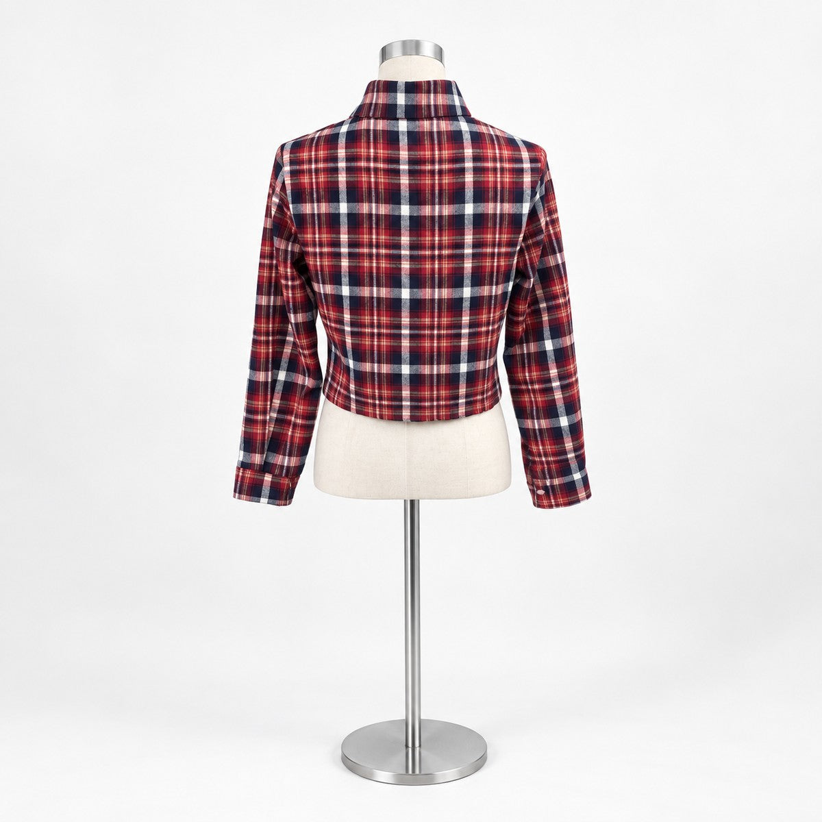Shirts/クロップドチェックシャツ ST/No.22270 レッド 実物撮影 背面
