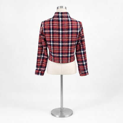 Shirts/クロップドチェックシャツ ST/No.22270 レッド 実物撮影 背面