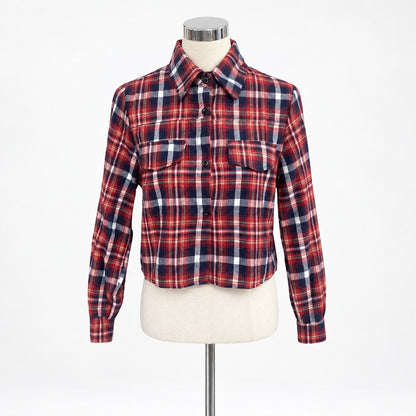 Shirts/クロップドチェックシャツ ST/No.22270 レッド 実物撮影 正面