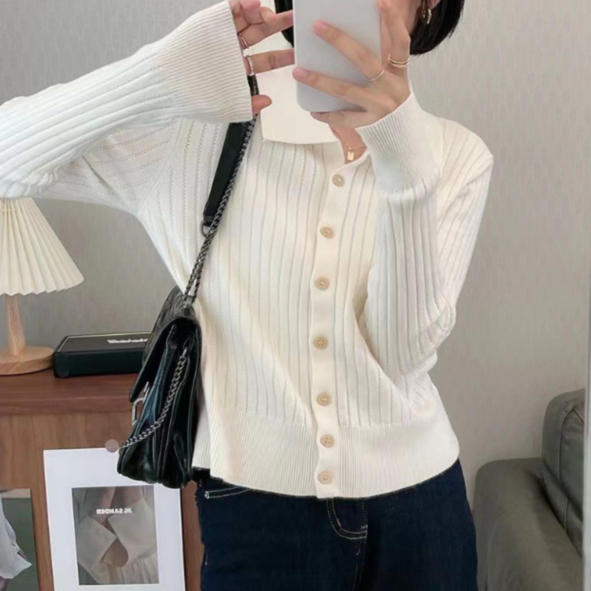 Knit/ポロ襟リブニットカーデ ST/No.22277