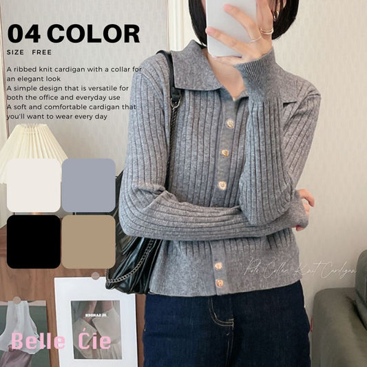 Knit/ポロ襟リブニットカーデ ST/No.22277