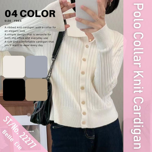 Knit/ポロ襟リブニットカーデ ST/No.22277