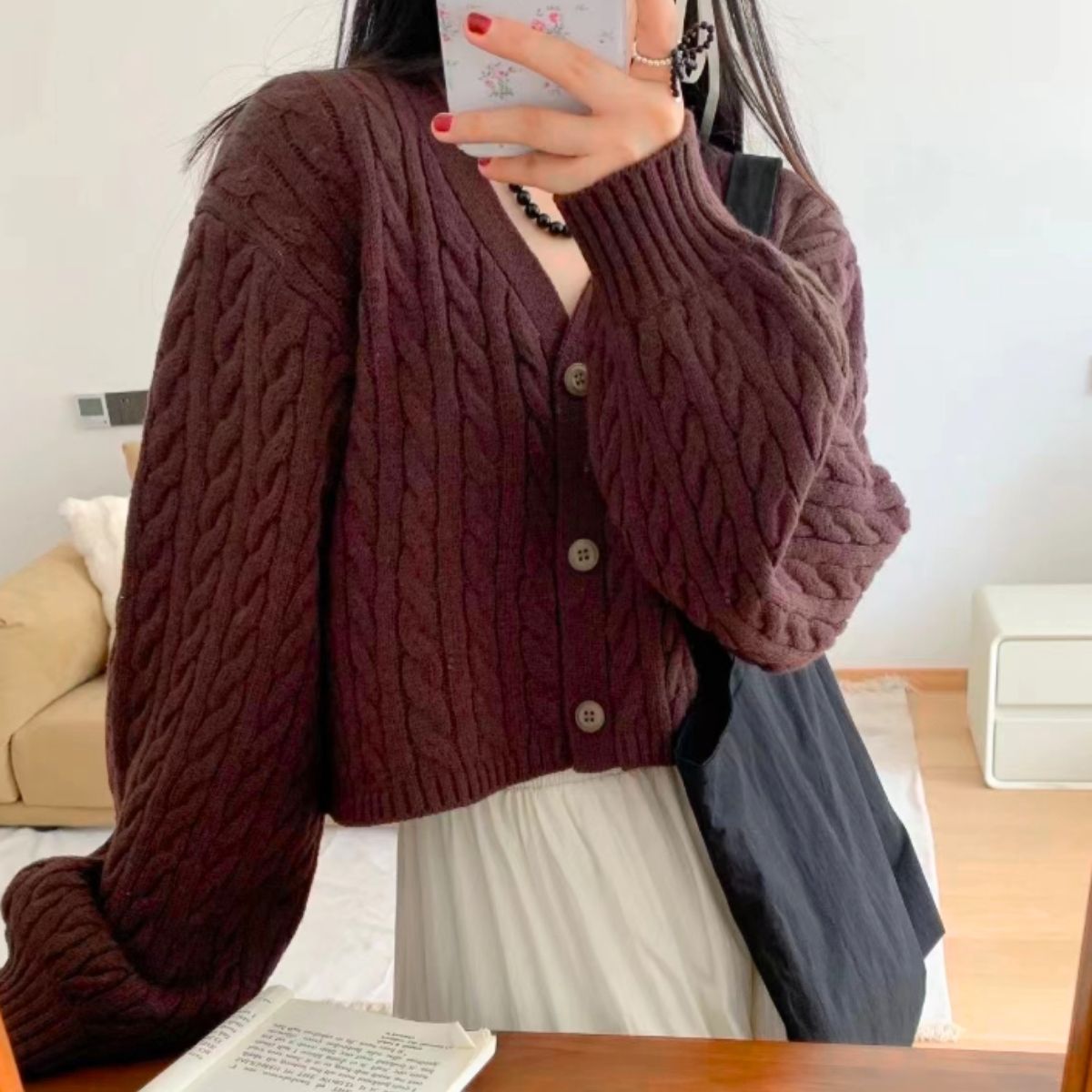 Knit/ケーブル編みショートカーディガン ST/No.22278