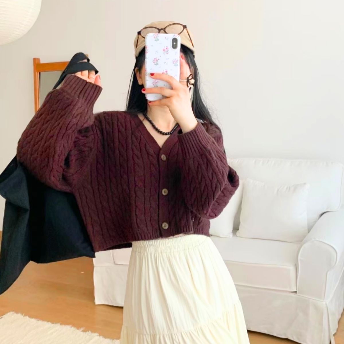 Knit/ケーブル編みショートカーディガン ST/No.22278