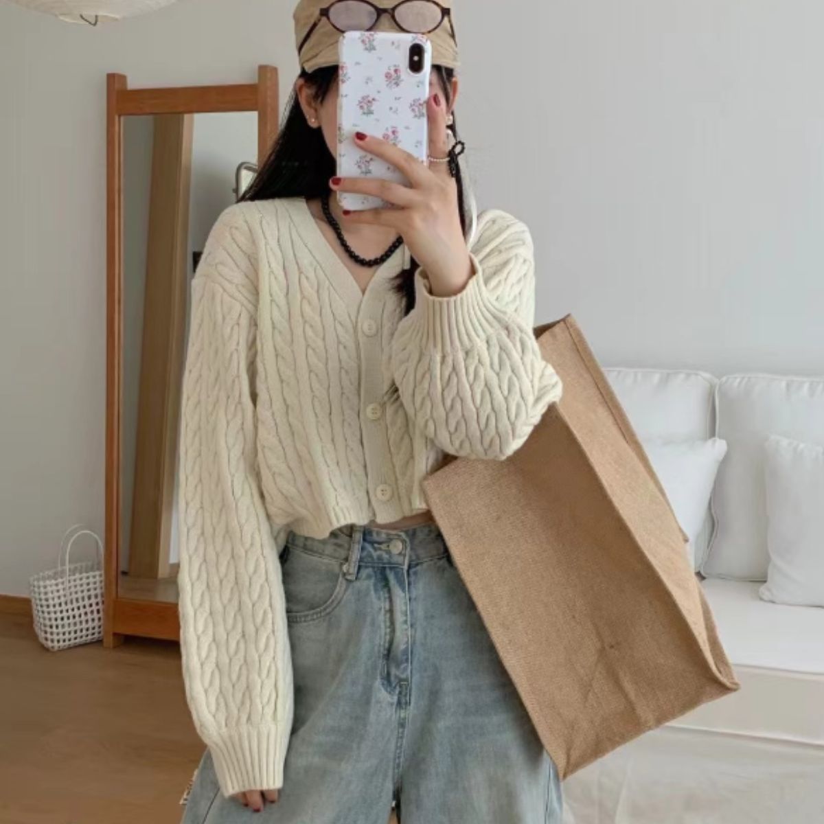 Knit/ケーブル編みショートカーディガン ST/No.22278