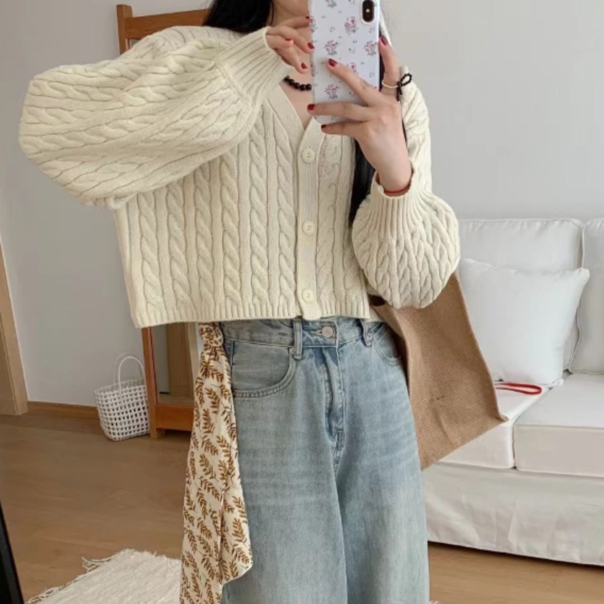 Knit/ケーブル編みショートカーディガン ST/No.22278