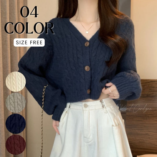 Knit/ケーブル編みショートカーディガン ST/No.22278