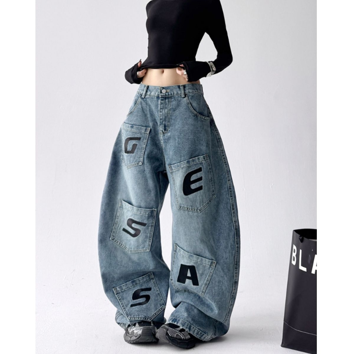 Pants/英字パッチワイドデニムパンツ ST/No.22297