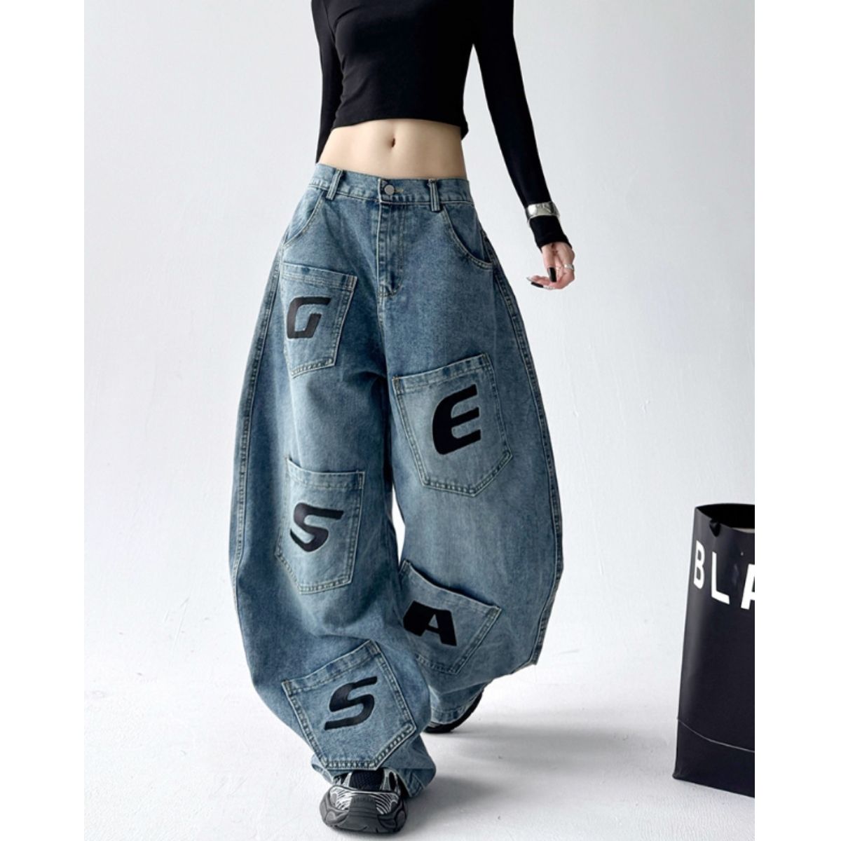 Pants/英字パッチワイドデニムパンツ ST/No.22297