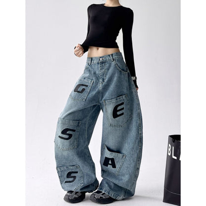 Pants/英字パッチワイドデニムパンツ ST/No.22297