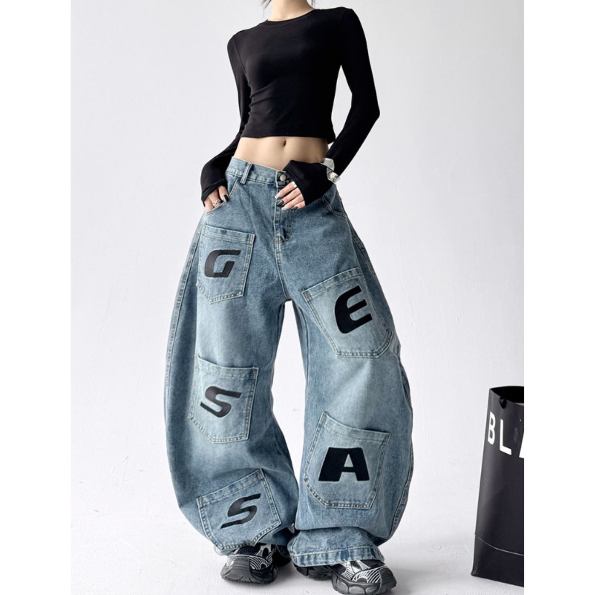 Pants/英字パッチワイドデニムパンツ ST/No.22297