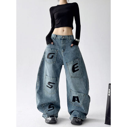 Pants/英字パッチワイドデニムパンツ ST/No.22297