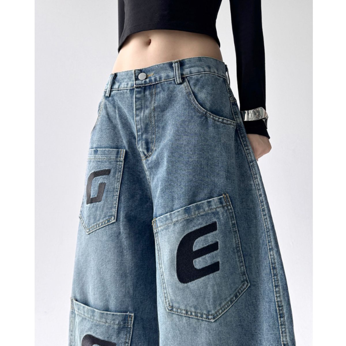 Pants/英字パッチワイドデニムパンツ ST/No.22297