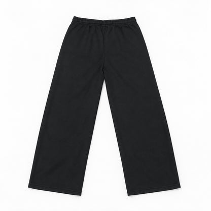 ワイドスウェットパンツ バレルレッグ 裏毛 ウエストゴム 大きいサイズ レディース Belle Cie ST/No.22302 ブラック 実物撮影 背面