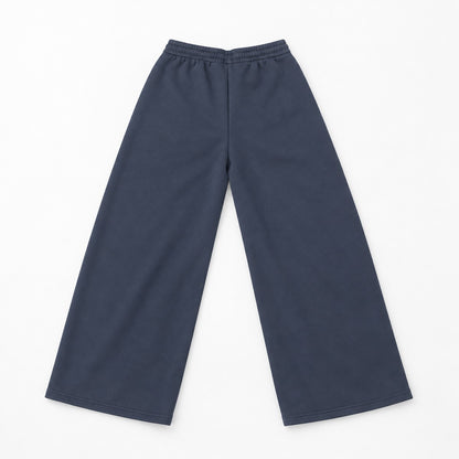 ワイドスウェットパンツ バレルレッグ 裏毛 ウエストゴム 大きいサイズ レディース Belle Cie ST/No.22302 チャコールグレー 実物撮影 背面