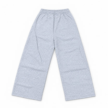 ワイドスウェットパンツ バレルレッグ 裏毛 ウエストゴム 大きいサイズ レディース Belle Cie ST/No.22302 グレー 実物撮影 背面