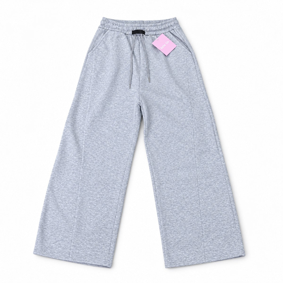 ワイドスウェットパンツ バレルレッグ 裏毛 ウエストゴム 大きいサイズ レディース Belle Cie ST/No.22302 グレー 実物撮影 正面