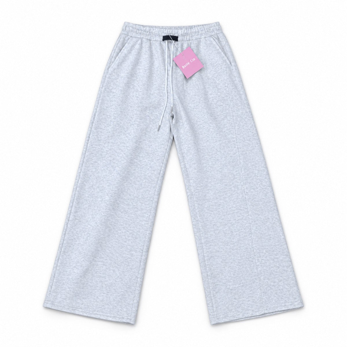 ワイドスウェットパンツ バレルレッグ 裏毛 ウエストゴム 大きいサイズ レディース Belle Cie ST/No.22302 ライトグレー 実物撮影 正面