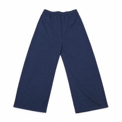 ワイドスウェットパンツ バレルレッグ 裏毛 ウエストゴム 大きいサイズ レディース Belle Cie ST/No.22302 ネイビー 実物撮影 背面