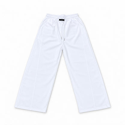 ワイドスウェットパンツ バレルレッグ 裏毛 ウエストゴム 大きいサイズ レディース Belle Cie ST/No.22302 ホワイト 実物撮影 正面