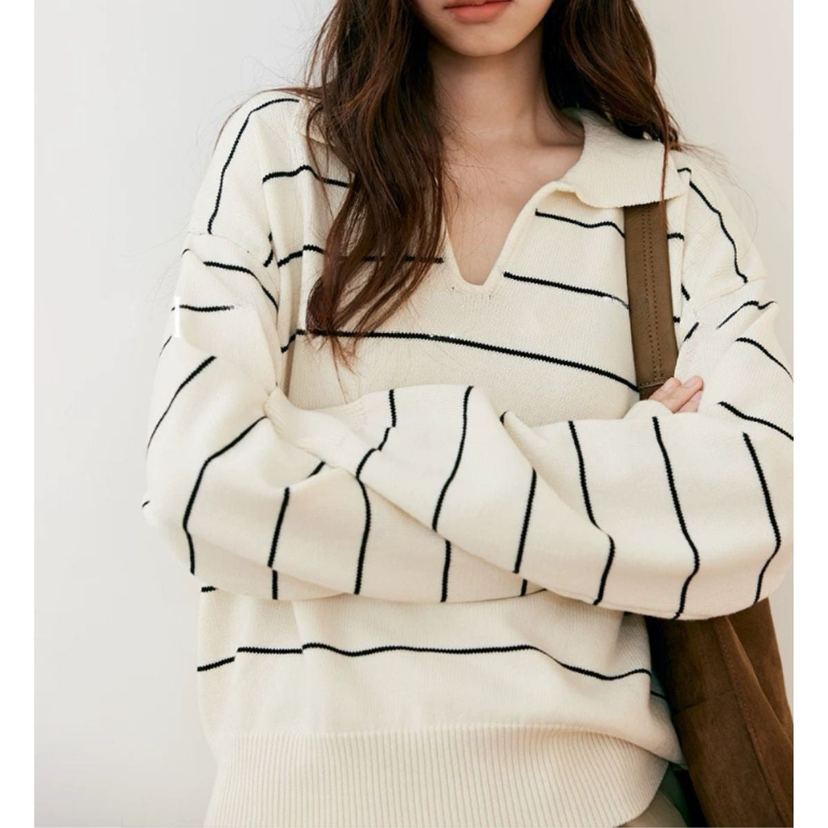 Knit/Vネックボーダーニットトップス ST/No.22305