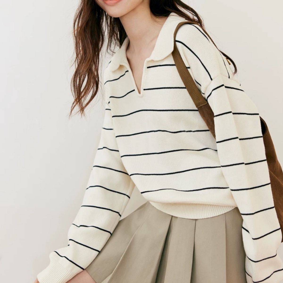 Knit/Vネックボーダーニットトップス ST/No.22305