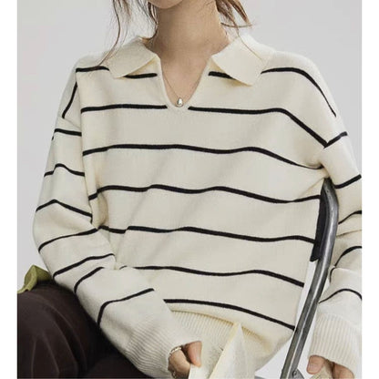 Knit/Vネックボーダーニットトップス ST/No.22305