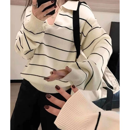 Knit/Vネックボーダーニットトップス ST/No.22305