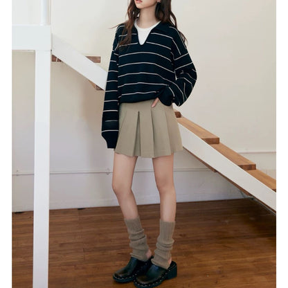 Knit/Vネックボーダーニットトップス ST/No.22305