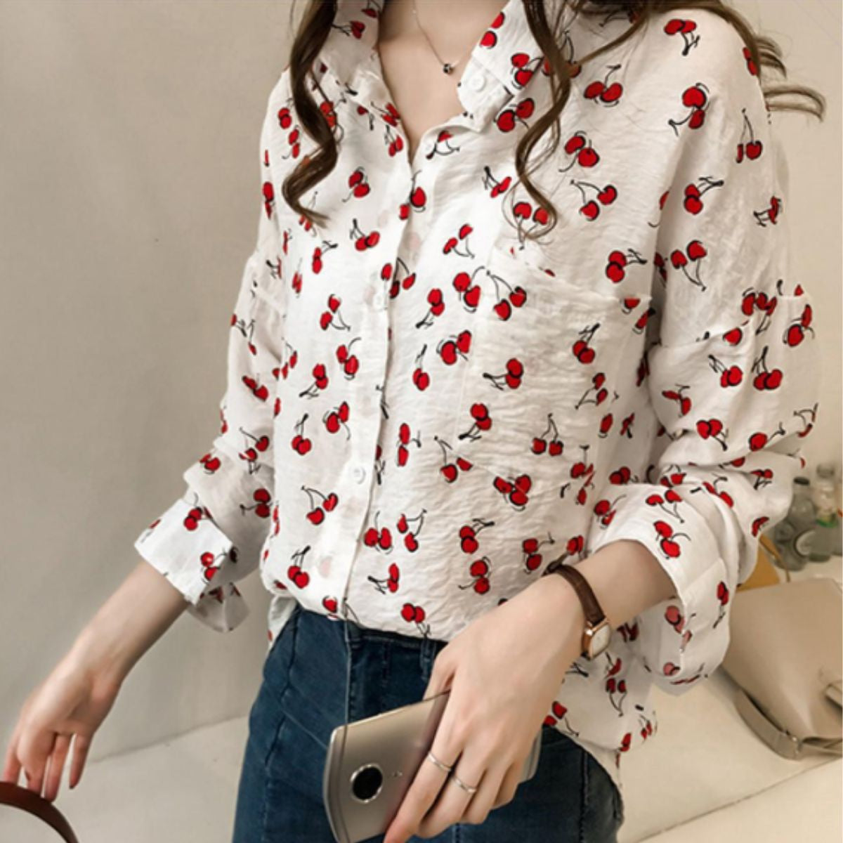 Shirts/チェリー総柄シャツ ST/No.22313