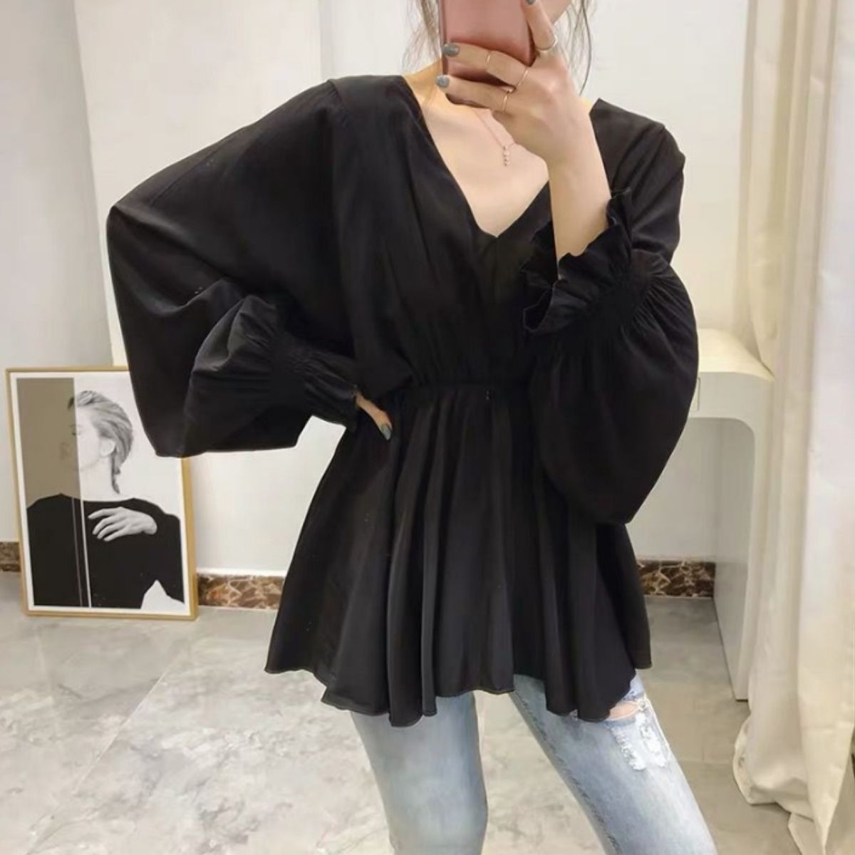 Blouse/ペプラムフレアブラウス ST/No.22319