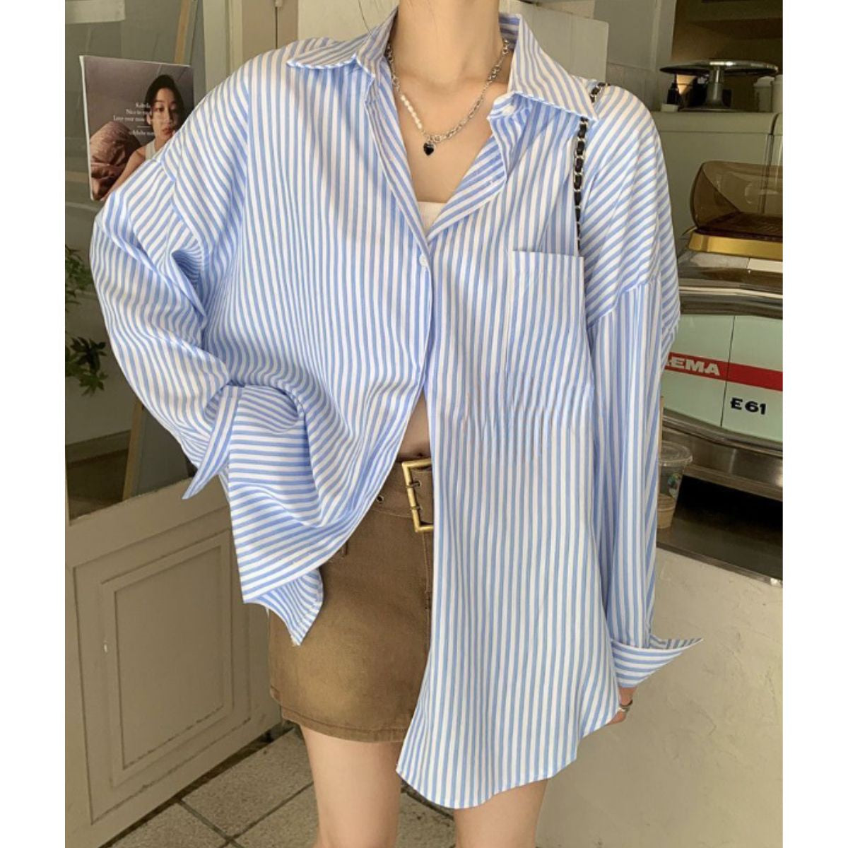 Shirts/ストライプオーバーサイズシャツ ST/No.22322