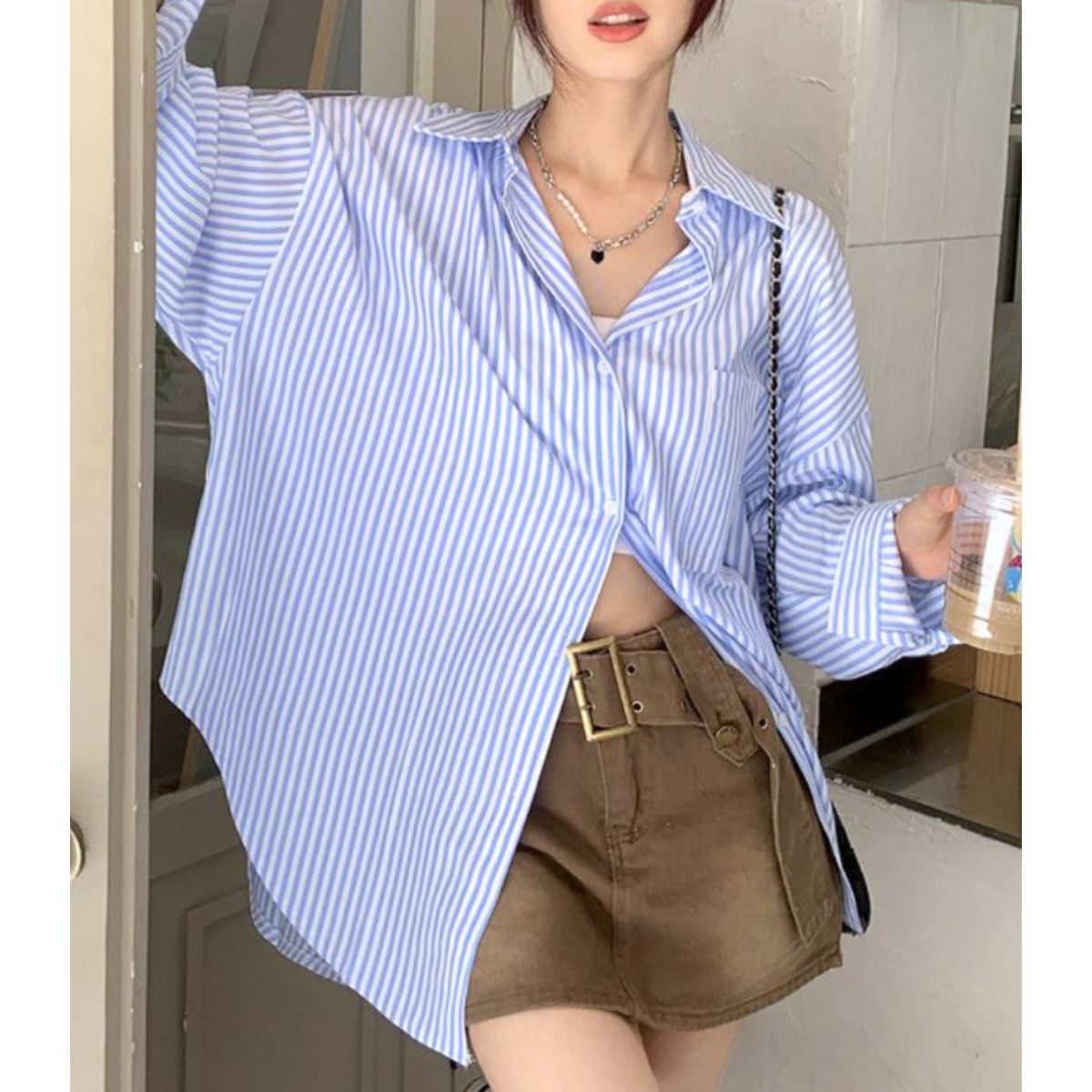 Shirts/ストライプオーバーサイズシャツ ST/No.22322