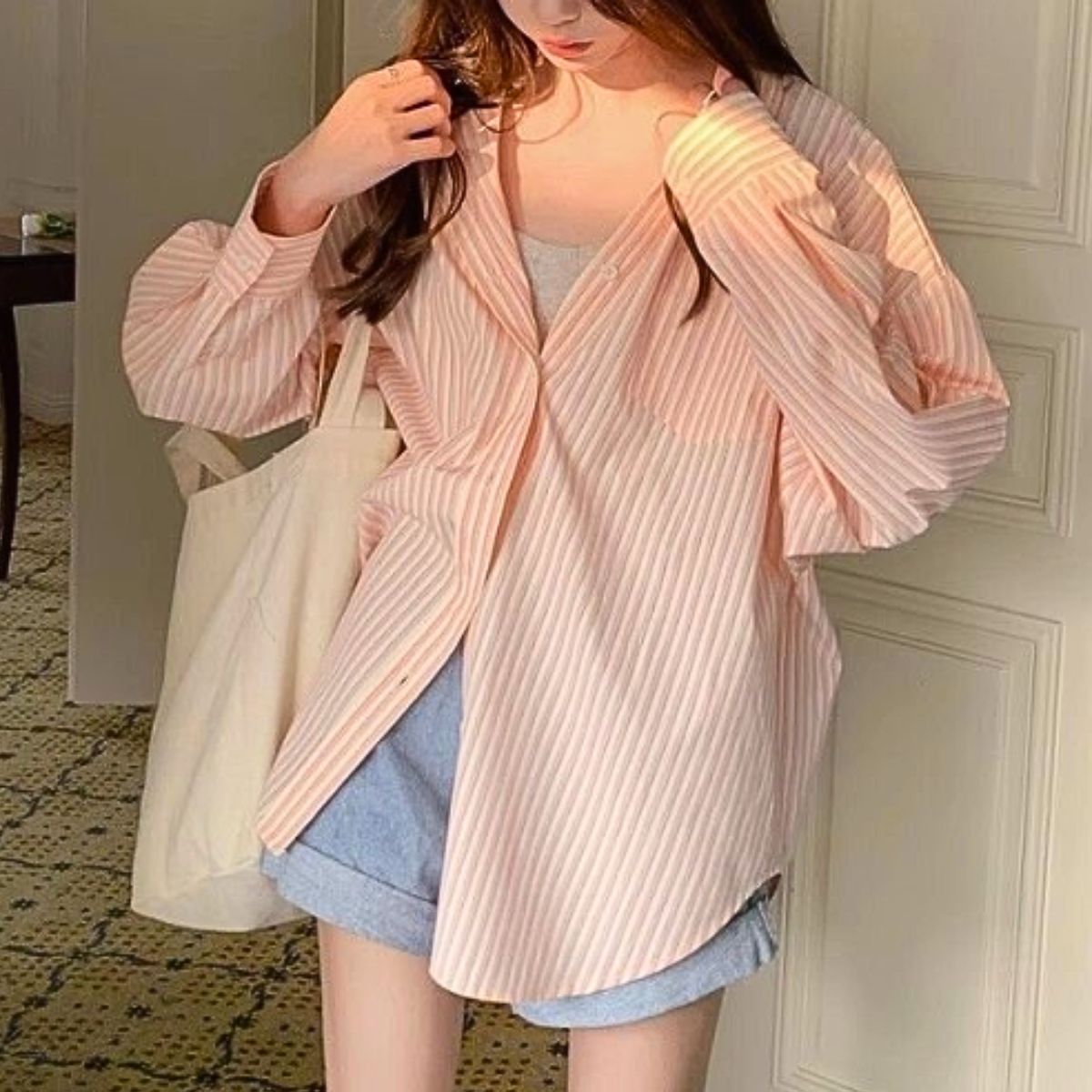 Shirts/ストライプオーバーサイズシャツ ST/No.22322