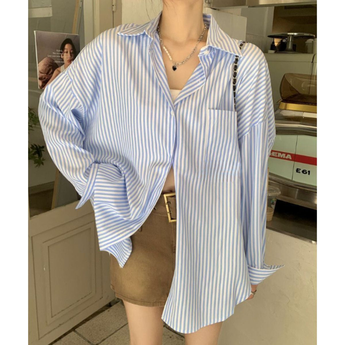 Shirts/ストライプオーバーサイズシャツ ST/No.22322