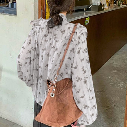 Blouse/レトロフラワーフリルブラウス ST/No.22326