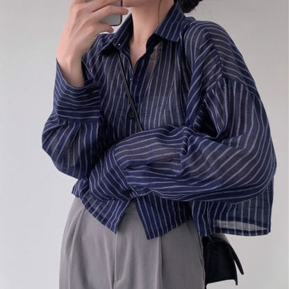 Shirts/ストライプシアーショートシャツ ST/No.22327