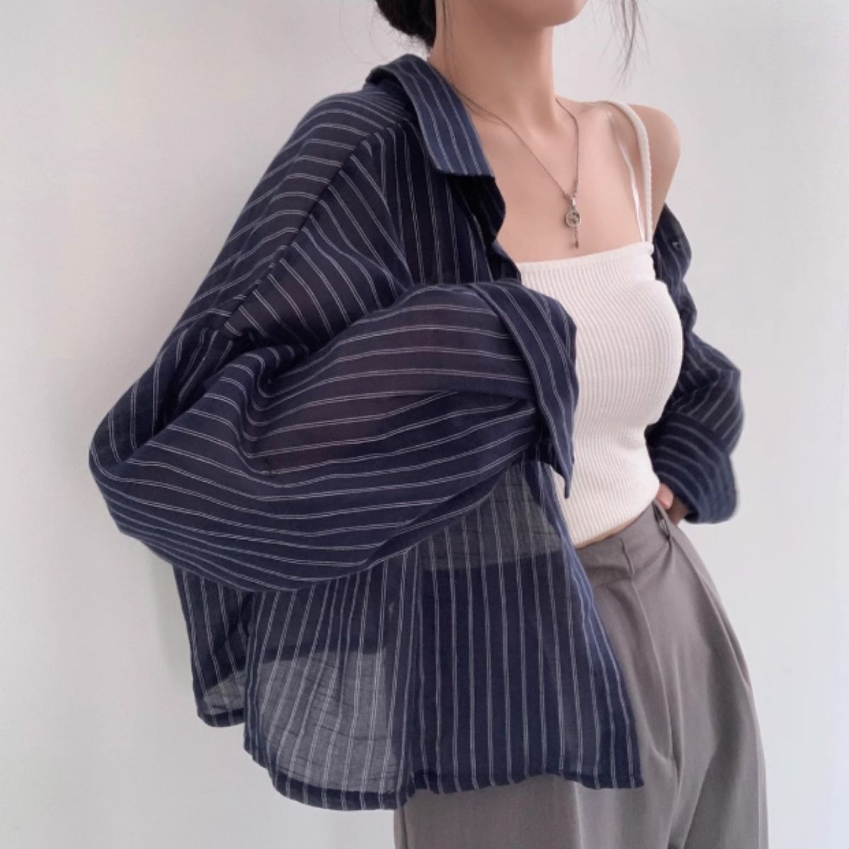 Shirts/ストライプシアーショートシャツ ST/No.22327