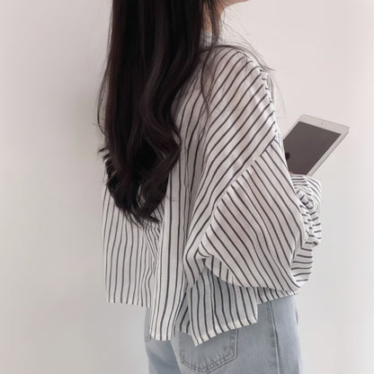 Shirts/ストライプシアーショートシャツ ST/No.22327