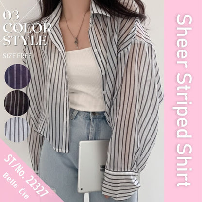 Shirts/ストライプシアーショートシャツ ST/No.22327