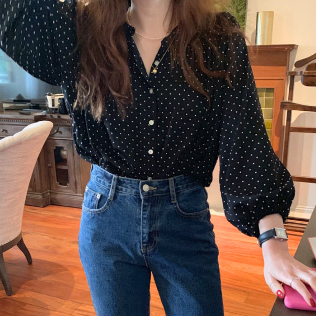 Blouse/ドットシアーブラウス ST/No.22333