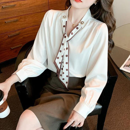 Shirts/ドットスカーフタイブラウス ST/No.22335