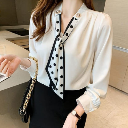 Shirts/ドットスカーフタイブラウス ST/No.22335